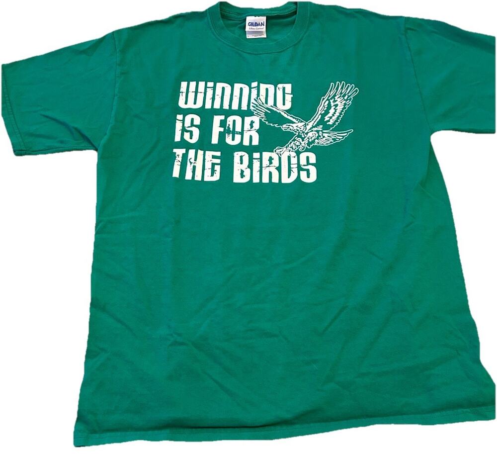 VTG PHILADELPHIA EAGLES T Shirt L “ Winning Is For Birds” Kelly Green Old NFL
